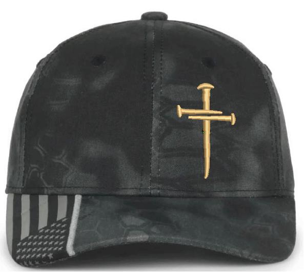 Christian Cross BEIGE Sacred Nails Typhoon Adjustable hat with FREE CHALLENGE COIN