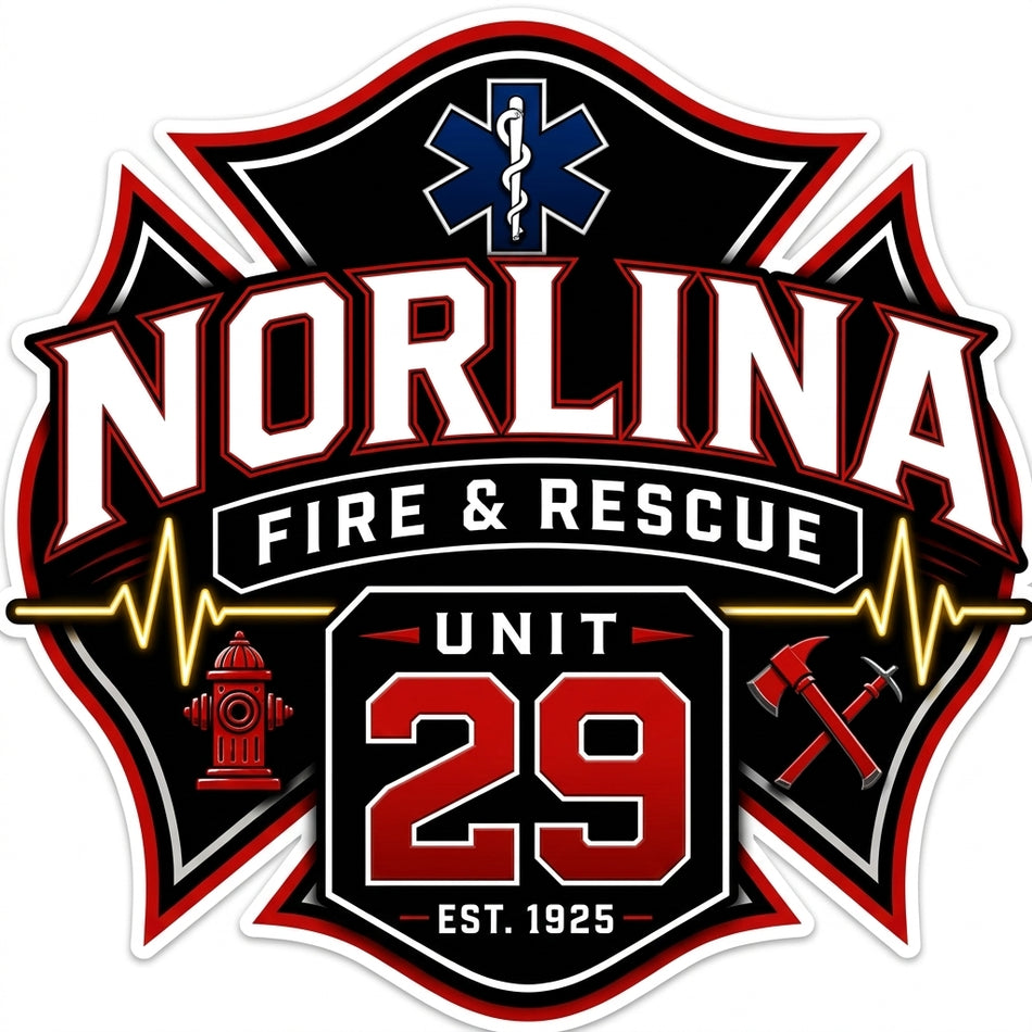 Norlina Fire and Rescue 29 Window/Helmet Decal or MAGNET (sqd.1)