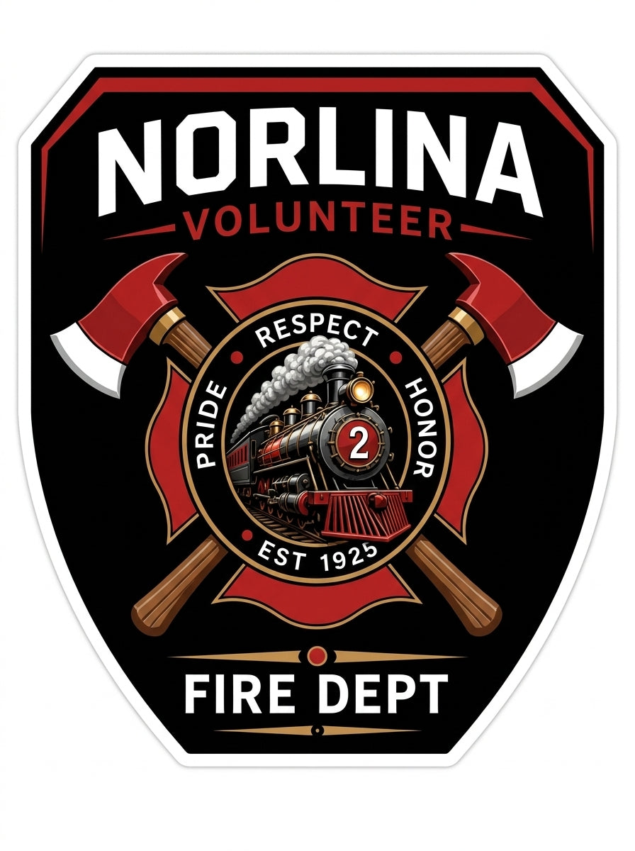 Norlina Volunteer Fire Dept. Window/Helmet Decal or MAGNET (sqd.1)