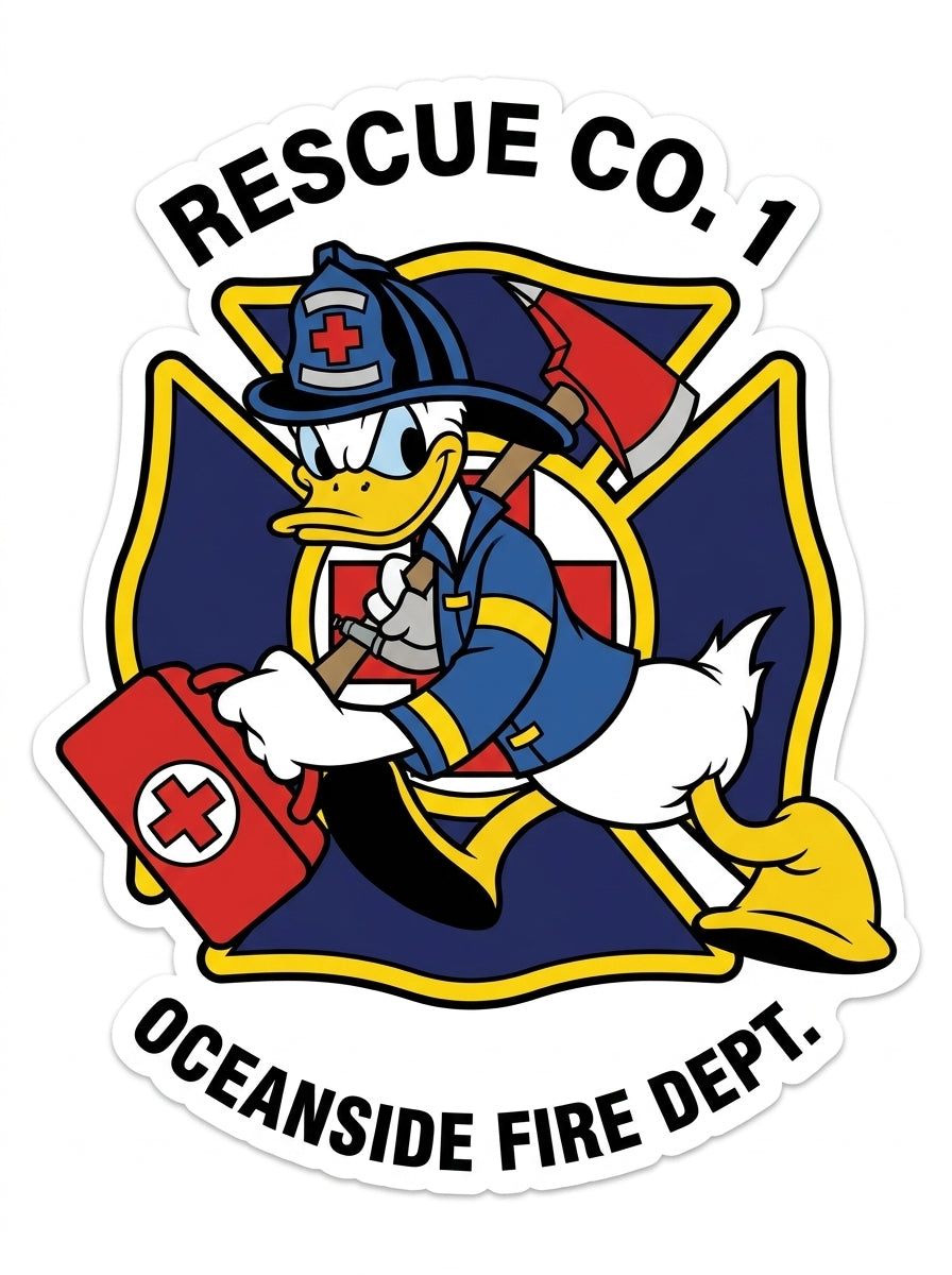 Oceanside Fire Dept. Window/Helmet Decal or MAGNET (sqd.1)