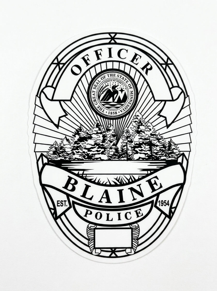 Officer Blaine Badge Customer Decal or Magnet economy non-reflective decal