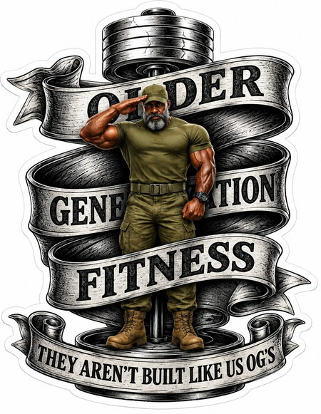 Older Generation Fitness Customer Window or Helmet Decal economy non-reflective decal