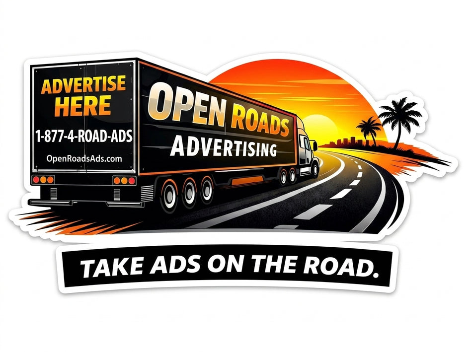 Open Roads Advertising Window or Helmet Decal (rctd.1)