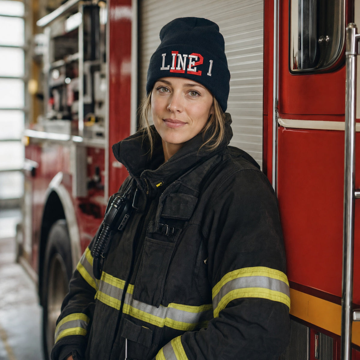 Custom Firefighter Winter Hat - Overlay Style Embroidered Winter Hat female fire department product image