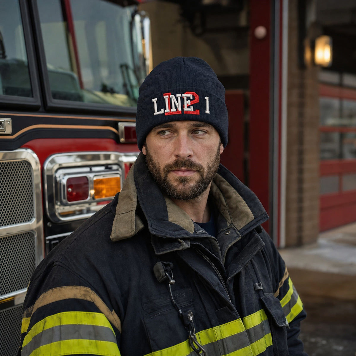 Custom Firefighter Winter Hat - Overlay Style Embroidered Winter Hat male fire department product image