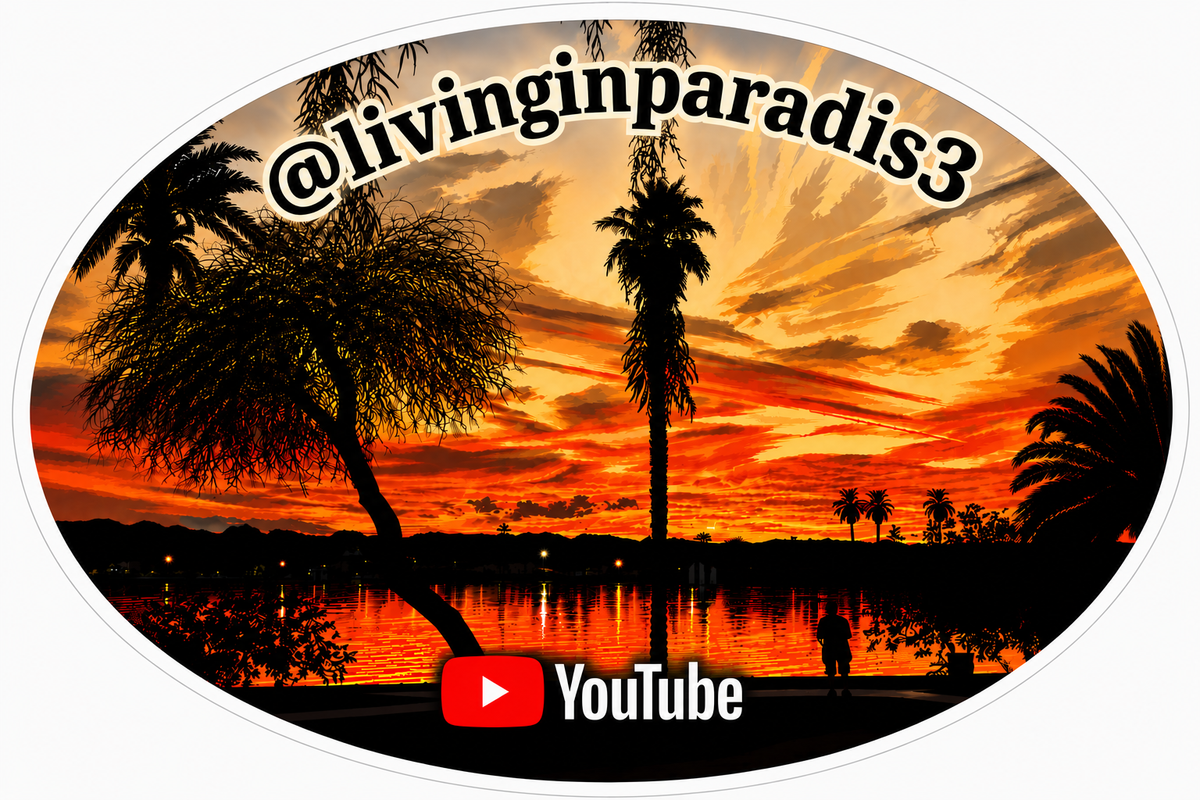 Living in Paradise Oval Window or Helmet Decal economy bulk decal