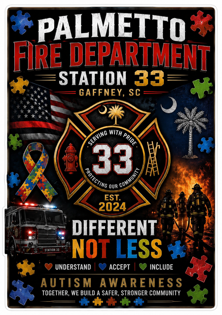 Palmetto Fire Department Customer Window or Helmet Decal economy non-reflective decal
