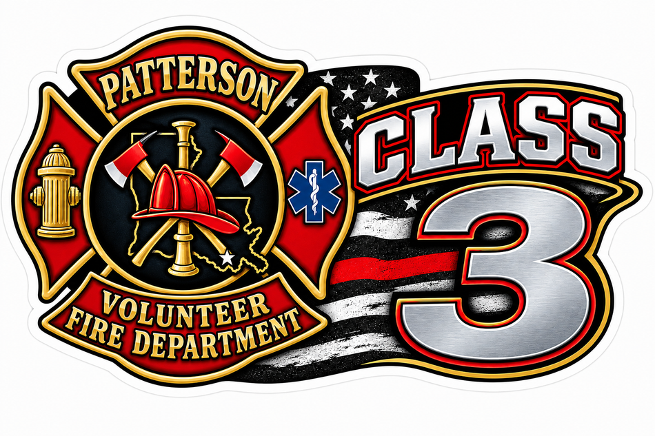 Patterson VFD Class 3 Custom Window or Helmet Decal economy bulk decal