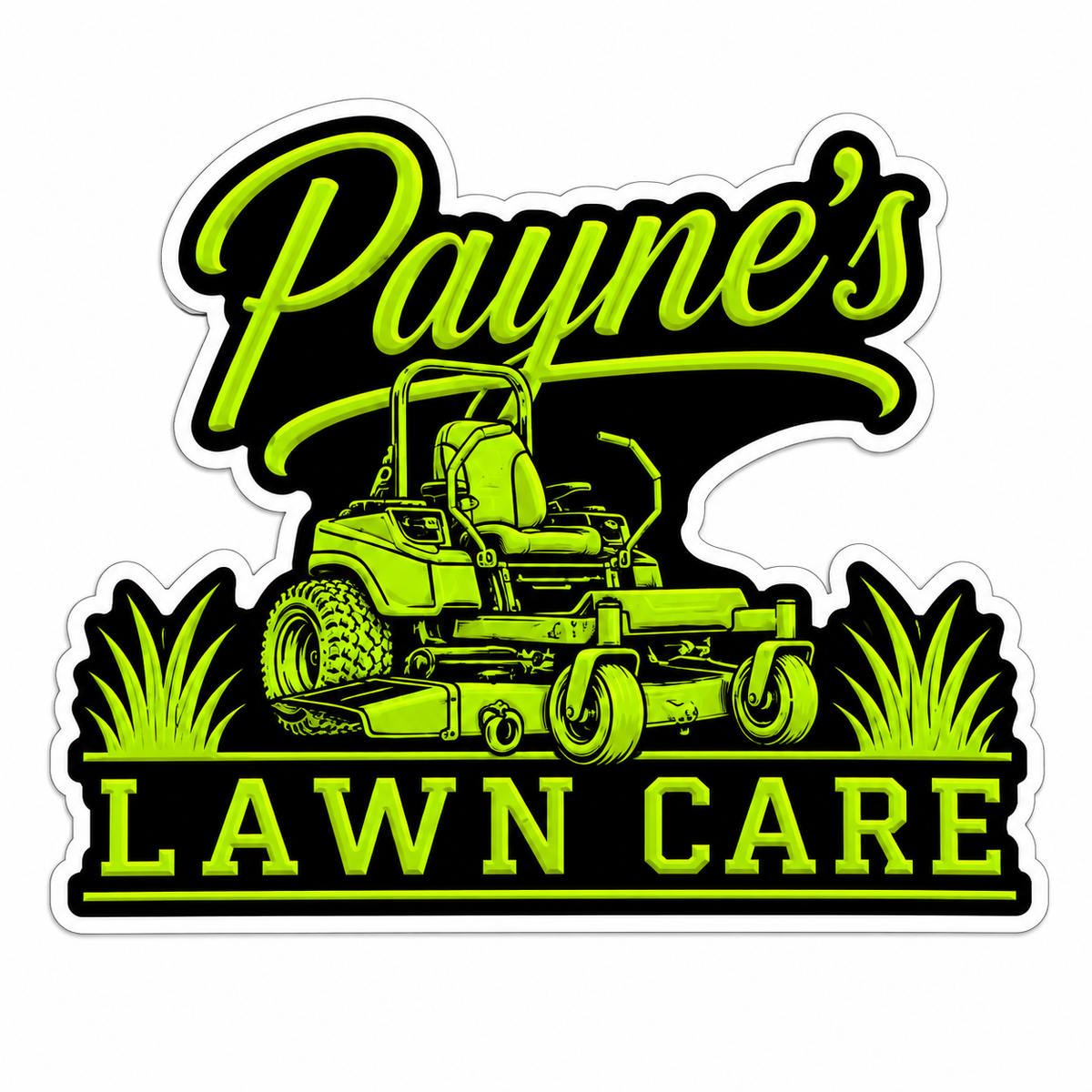 Paynes Lawn Care Customer Window or Helmet Decal economy non-reflective decal