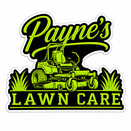 Paynes Lawn Care Customer Window or Helmet Decal economy non-reflective decal