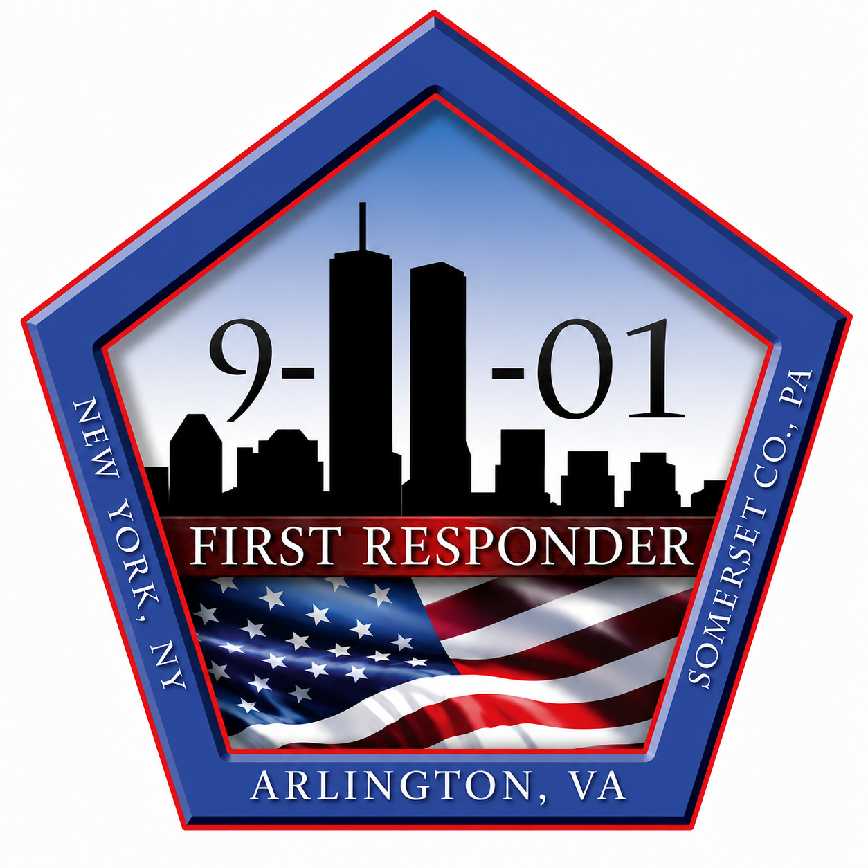 Pentagon FIRST RESPONDER with words Customer Window or Helmet Decal economy non-reflective decal