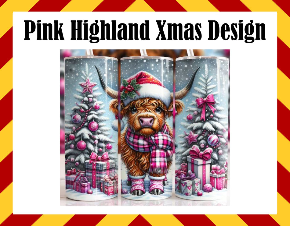 Drink Water Cup - Pink Highland Cow Design