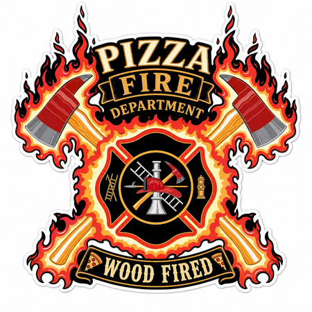 Pizza Fire Department Customer Window or Helmet Decal economy non-reflective decal