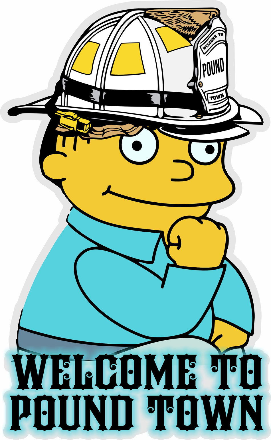 Fire Department Window Decal - Welcome to Pound Town Ralph Firefighter Graphic