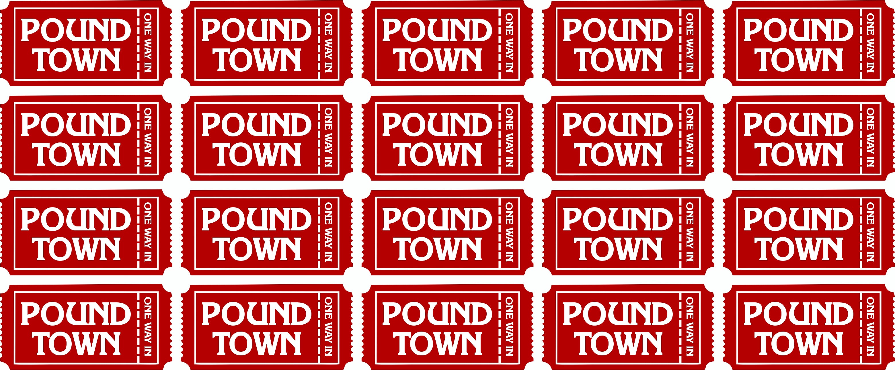 Pound Town Ticket Decals Pack of 20 Peel and Stick Decals Powercall
