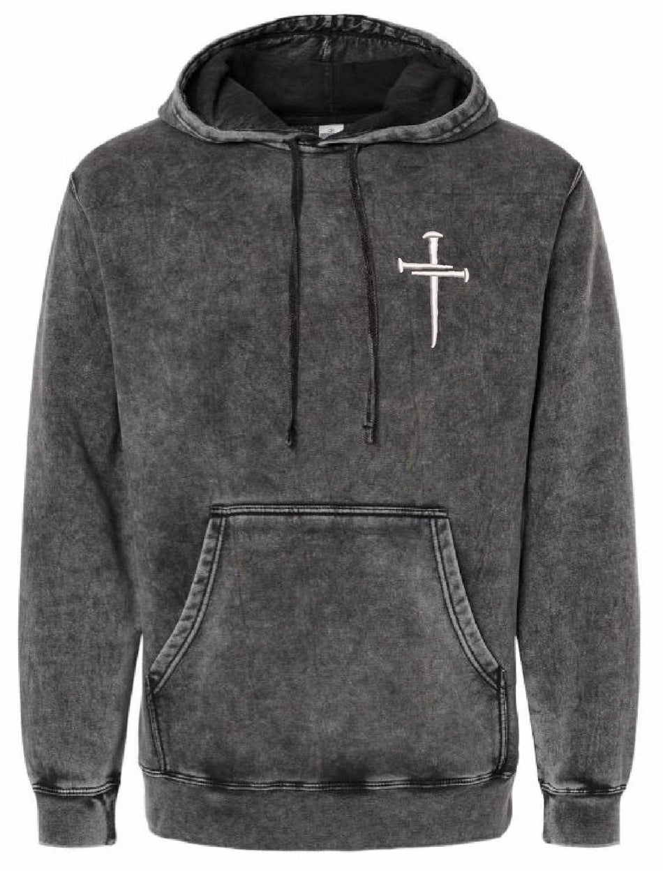 Christian Hoodie 3 Nail Cross Unisex Midweight Mineral Wash Long Sleeve Pullover PRM4500MW Independent Trading Company Tops