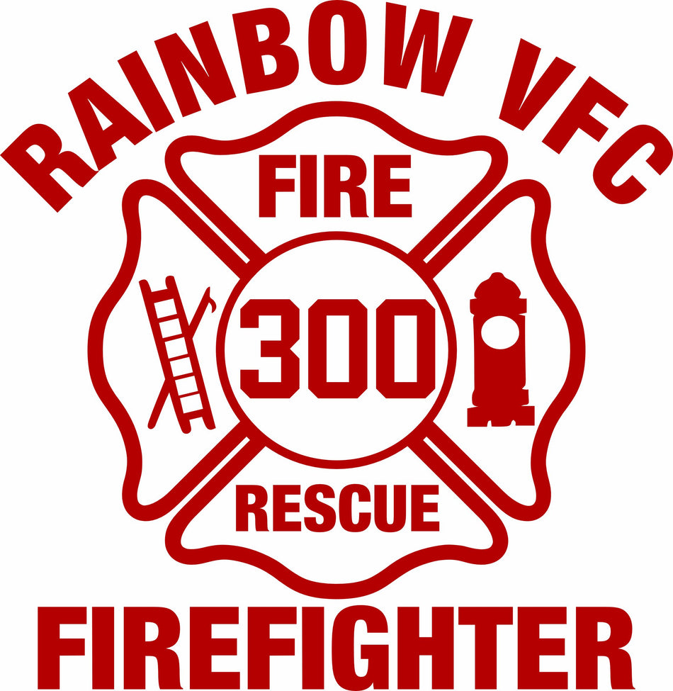 Rainbow Volunteer Fire Company Die Cut Maltese Cross Decal
