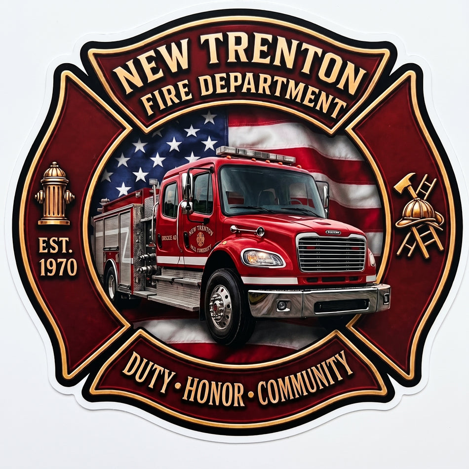 New Trenton Fire Dept. Cross Customer Decal or Magnet