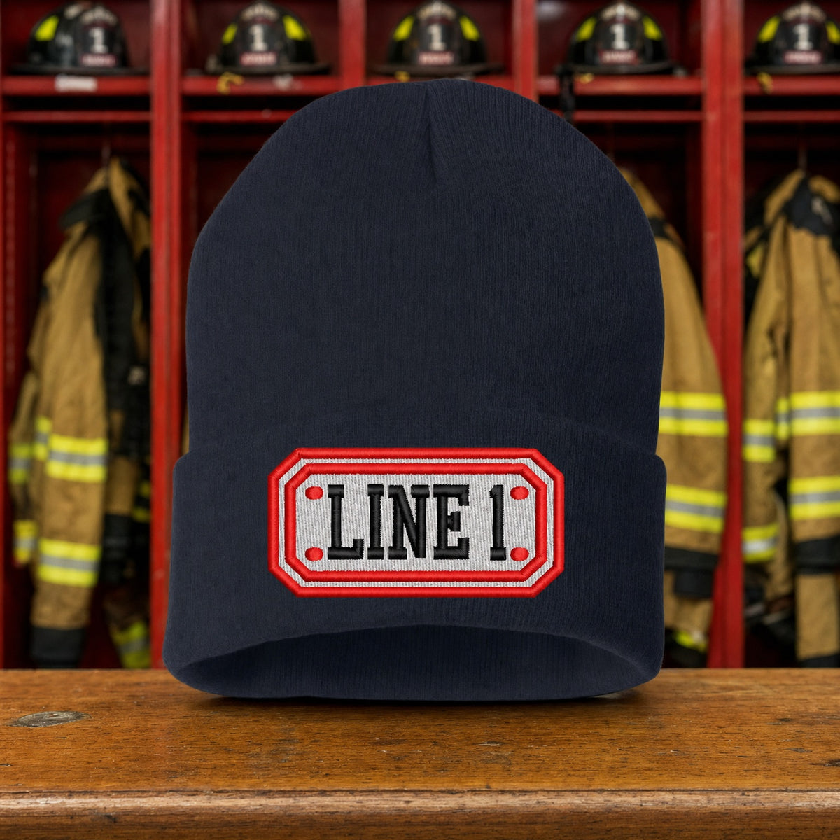 Winter Hat - Rectangle Badge Embroidered Winter Hat main fire department product image