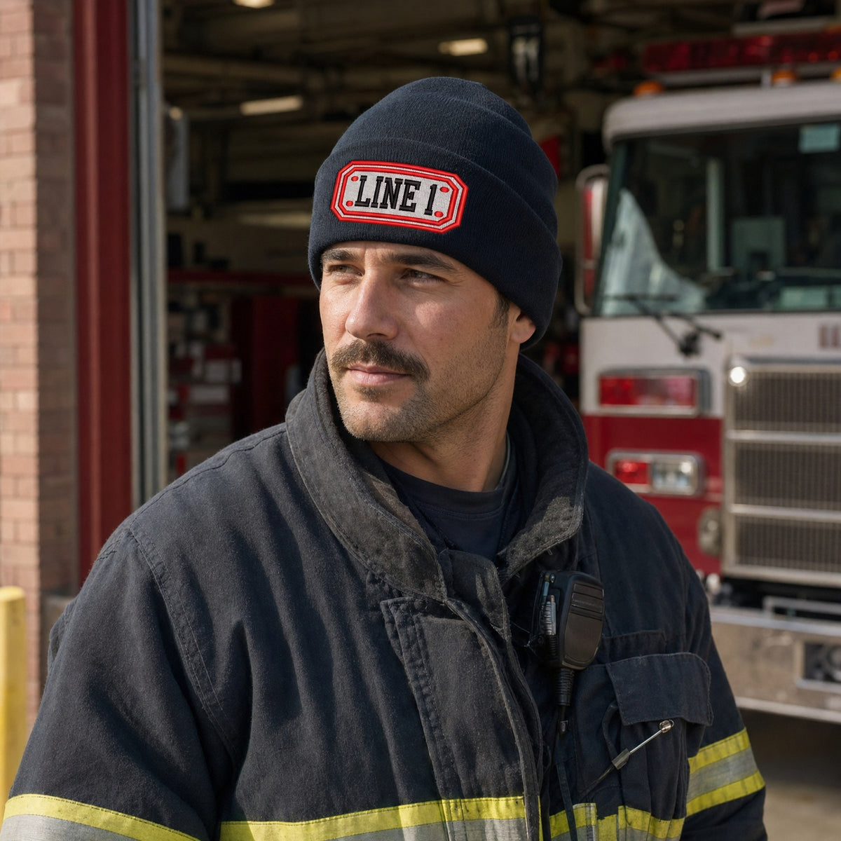 Winter Hat - Rectangle Badge Embroidered Winter Hat male fire department product image