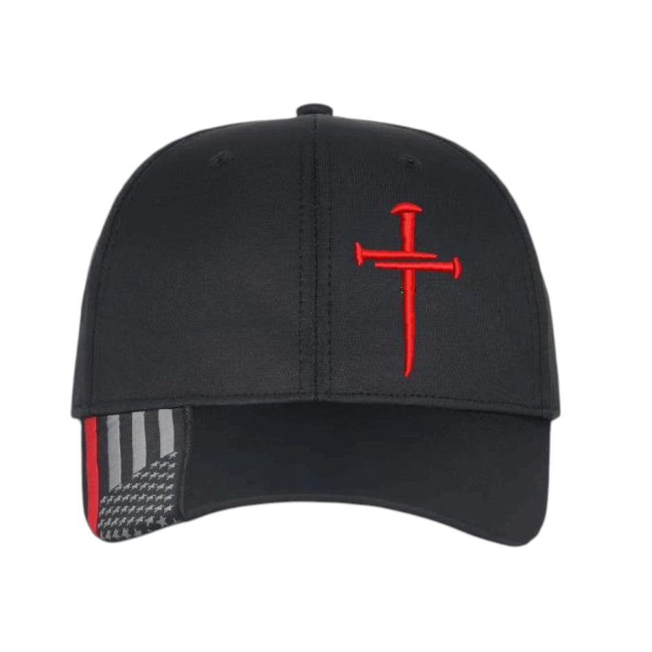 Christian Hats for Men Women Jesus 3 Nail Cross CUSTOM Red Line Hat OC661 with Red Cross