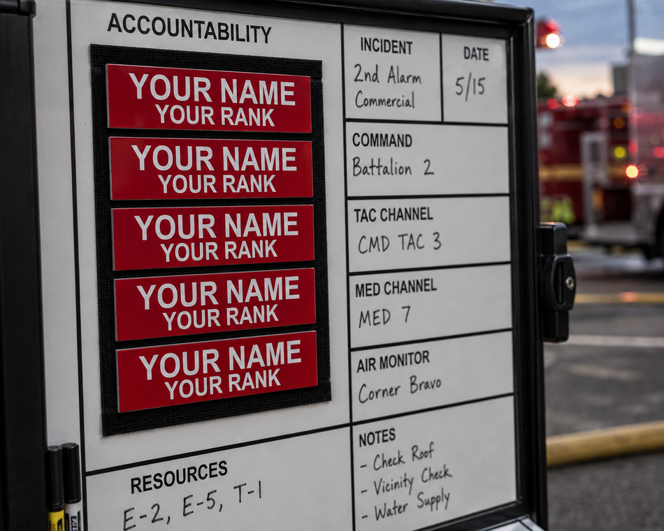 Red with White Engraved Accountability Tags (6 Tags)
