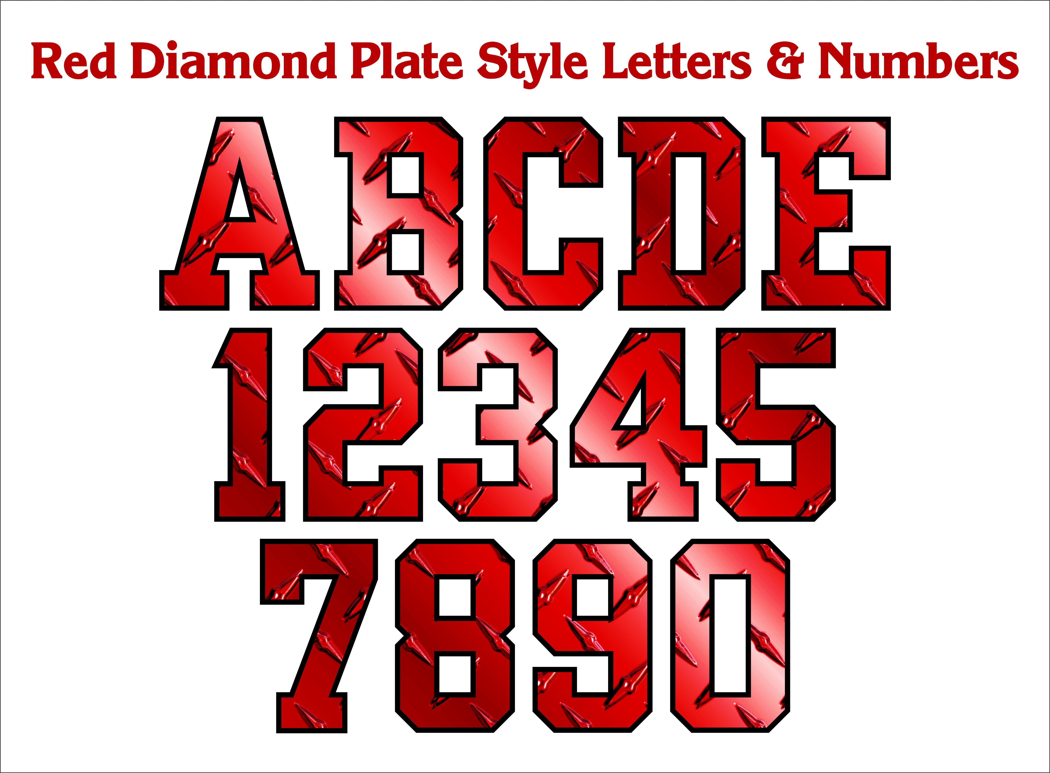 RED Diamond Plate Style Letter and Number Reflective Decals – Powercall ...