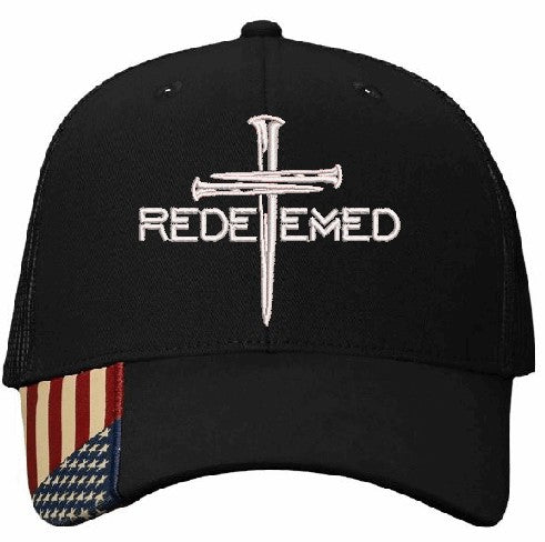 Christian Hats for Men or Women Redeemed 3 Nail Cross Adjustable