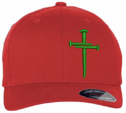 Christian Cross Christmas Colors Embroidered Adjustable Flex Fit Hat or Winter Hat