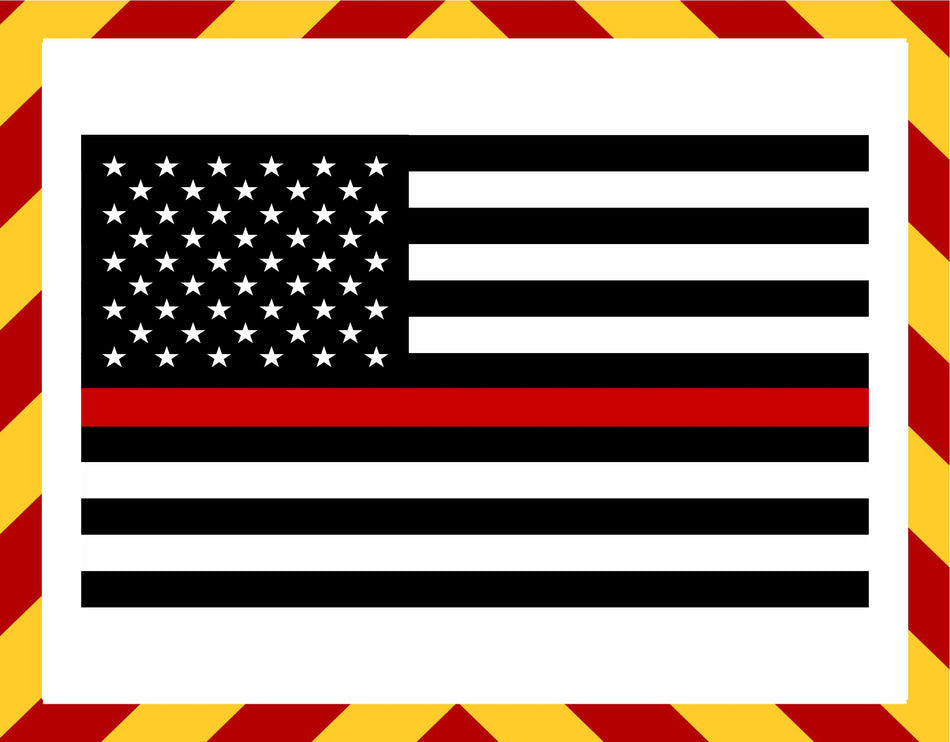 Window Sticker - Thin Red Line Firefighter Flag Decal