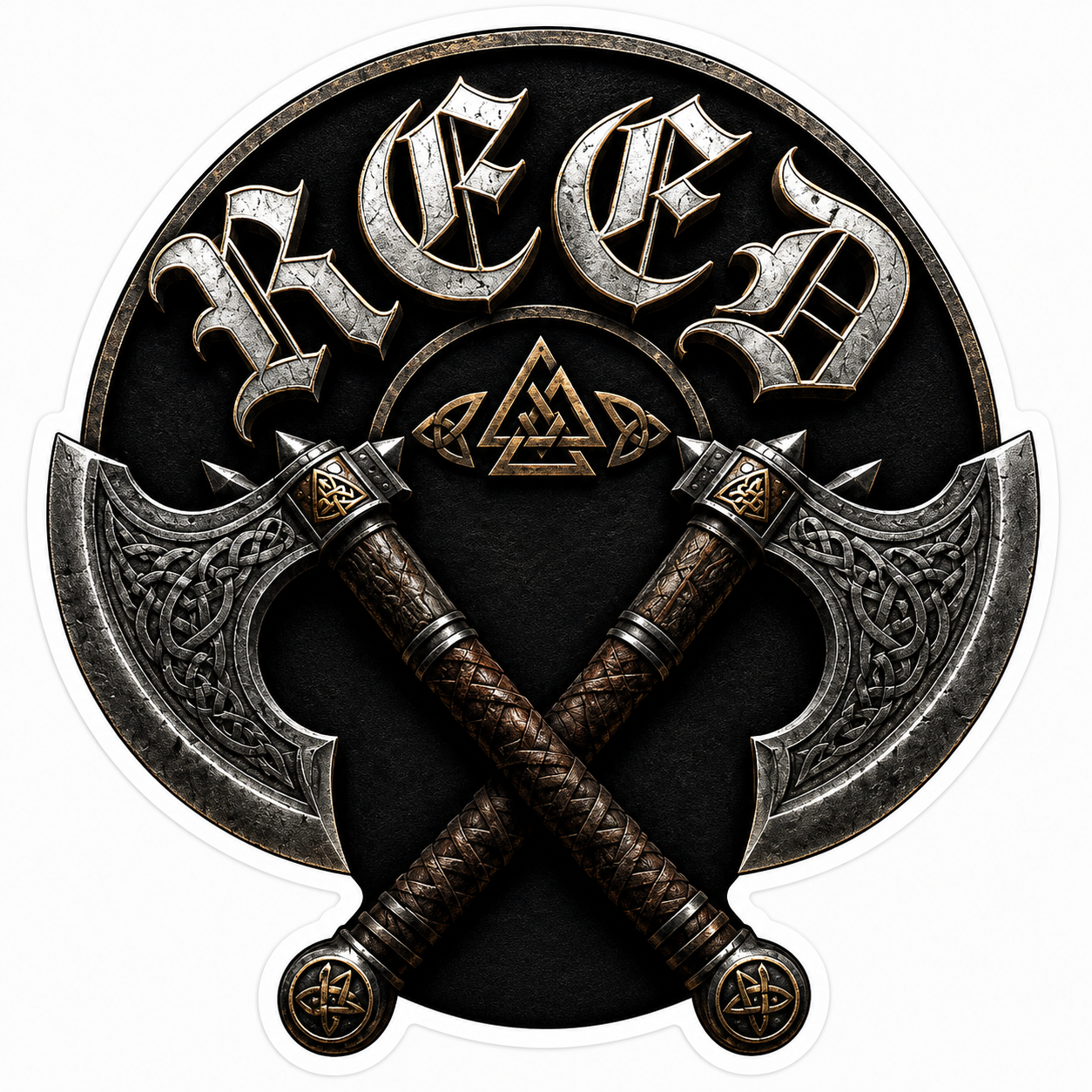 REED Cross Axe Design Customer Window or Helmet Decal economy non-reflective decal