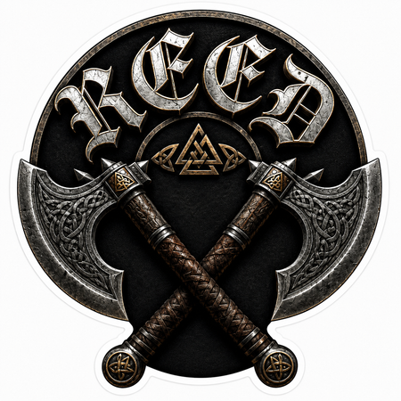 REED Cross Axe Design Customer Window or Helmet Decal economy non-reflective decal