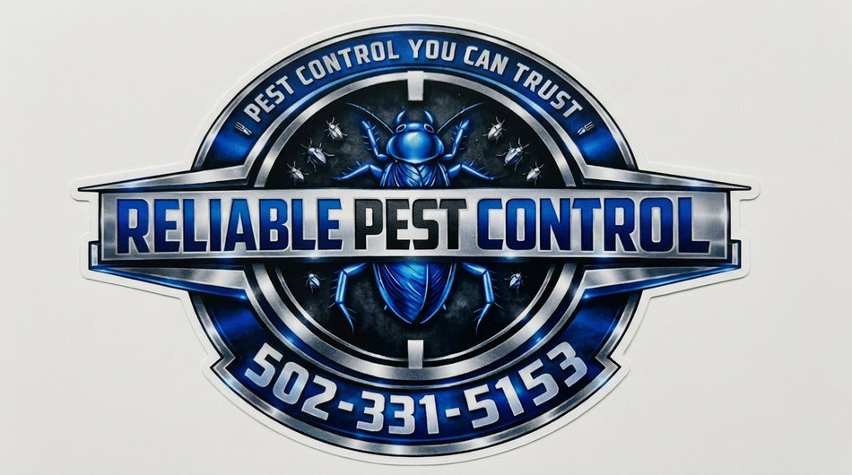 Reliable Pest Control Black Version Rectangle Window or Helmet Decal (rctd.1)