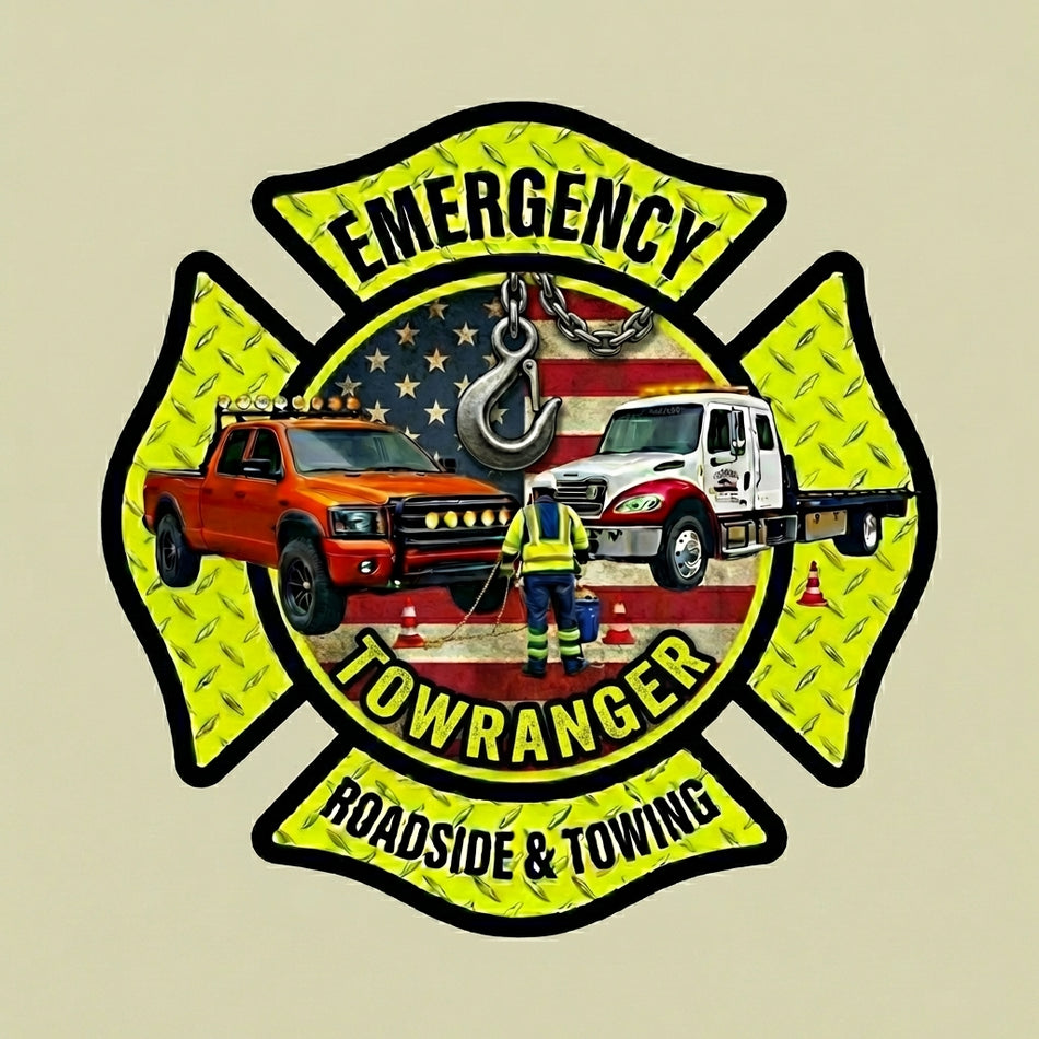Emergency Towranger Roadside Window/Helmet Decal or MAGNET
