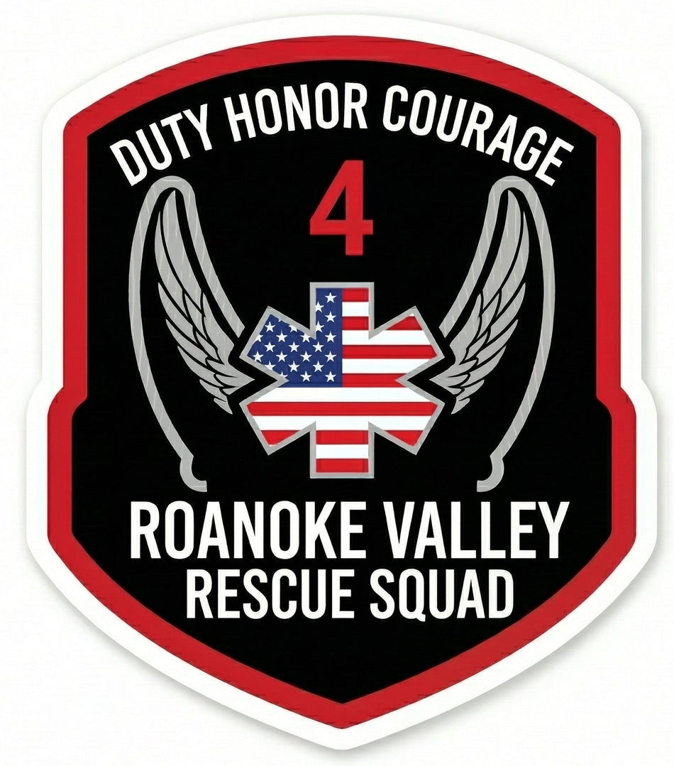 Roanoke Valley Rescue Helmet Window or Helmet Decal
