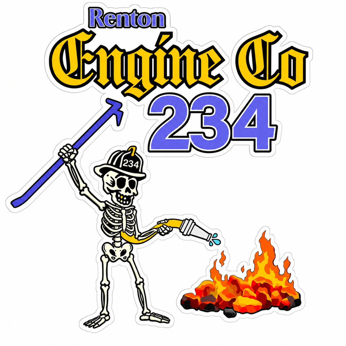 Renton Engine Co. 234 Customer Window or Helmet Decal economy non-reflective decal