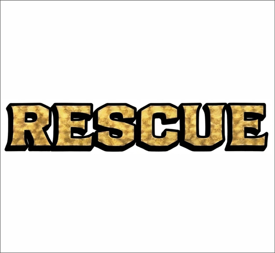 Goldleaf Look Rescue Sticker 24"x5" Window Sticker