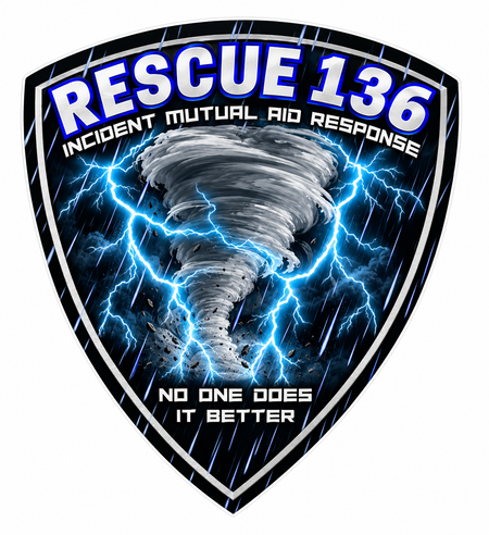 Rescue 136 Tornado PREMIUM Customer Window or Helmet Decal (sqd.1)