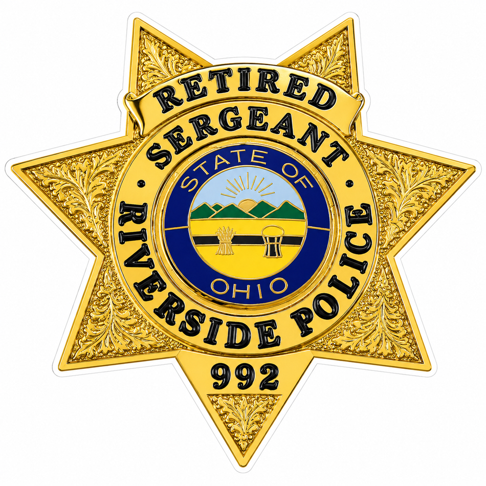 Retired Sergeant Riverside Police Customer Window or Helmet Decal (sqd.1)