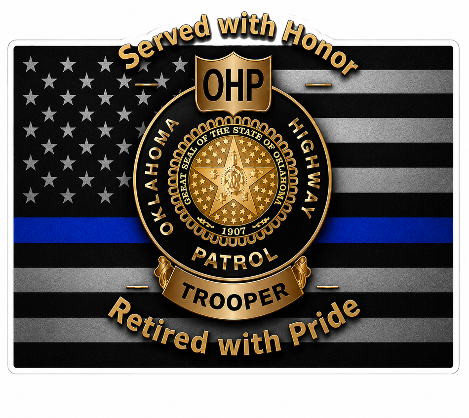 OHP Trooper Flag Customer Window or Helmet Decal (rct.1)