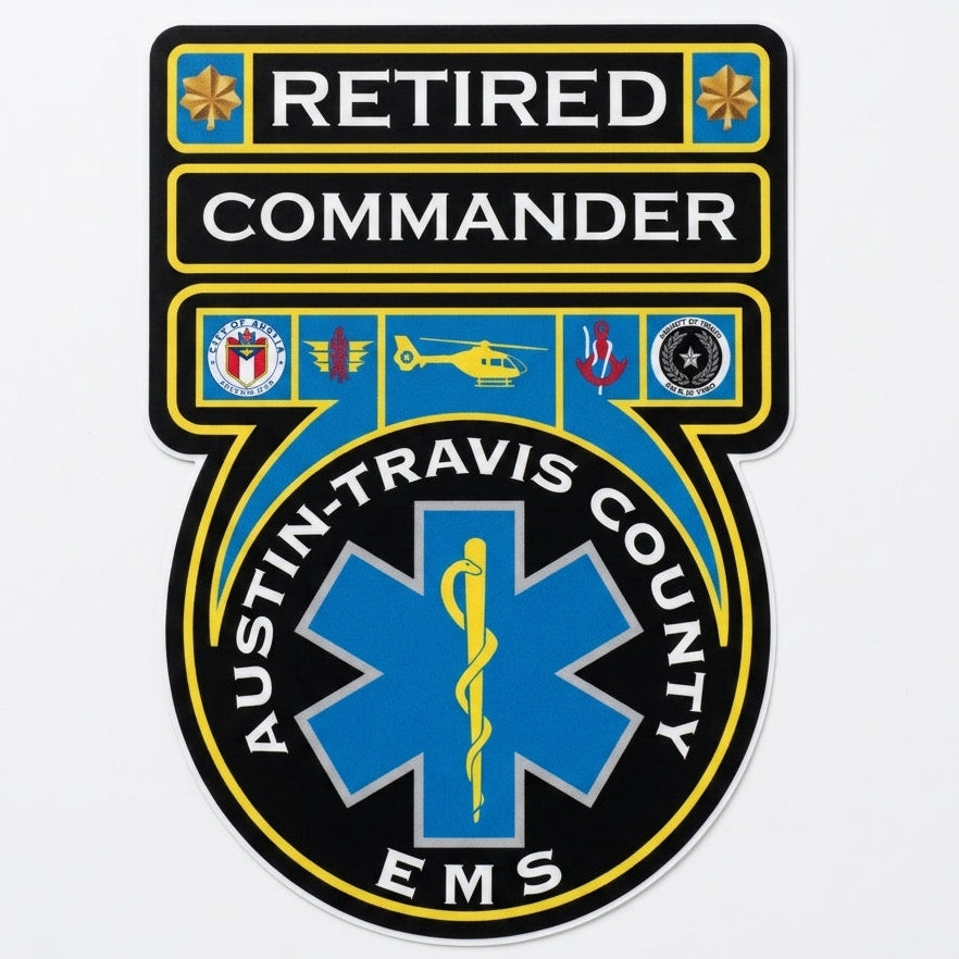 Retired Commander Austin-Travis Window/Helmet Decal or MAGNET (sqd.1)