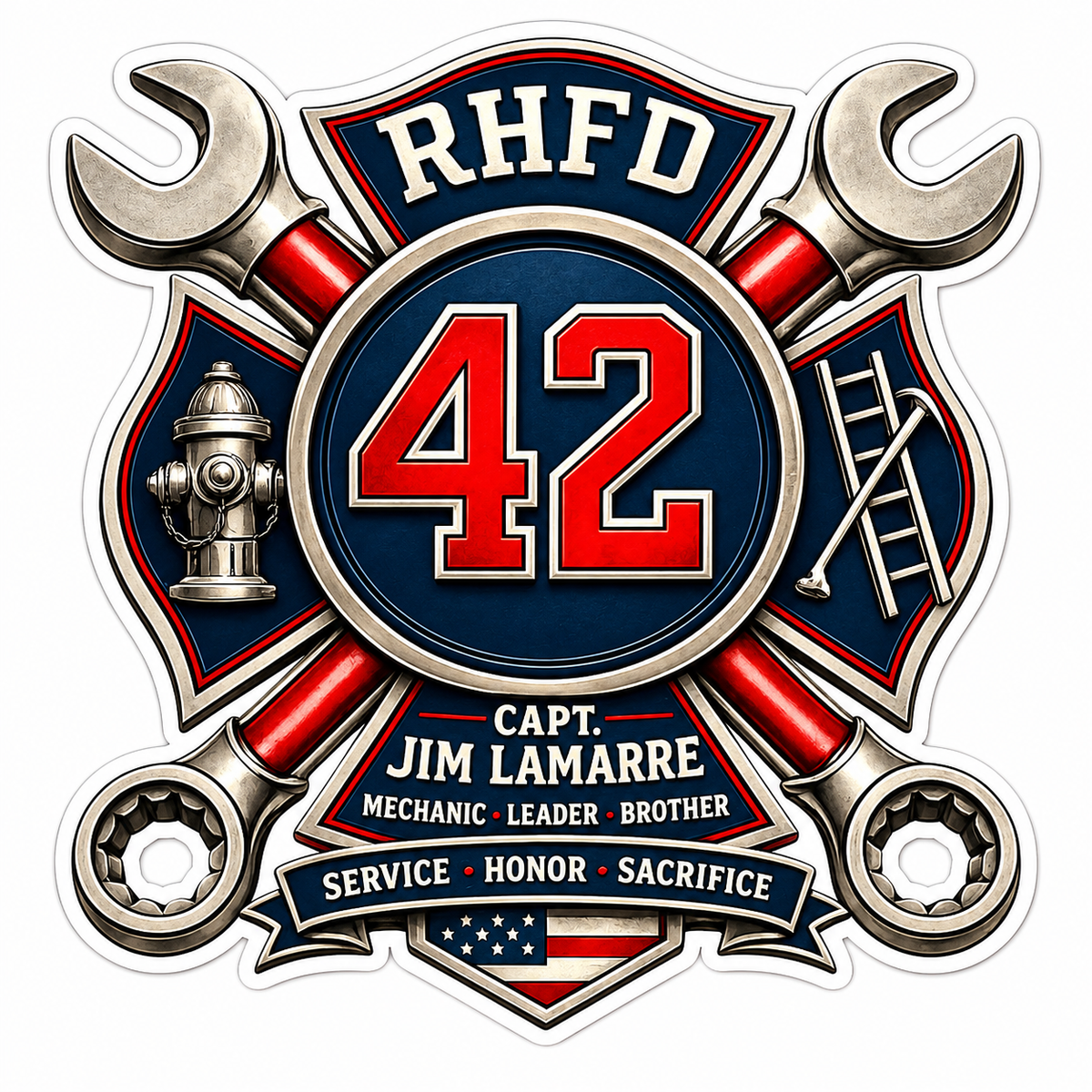 RHFD Captain Jim Lamarre Malese Customer Window or Helmet Decal economy bulk decal