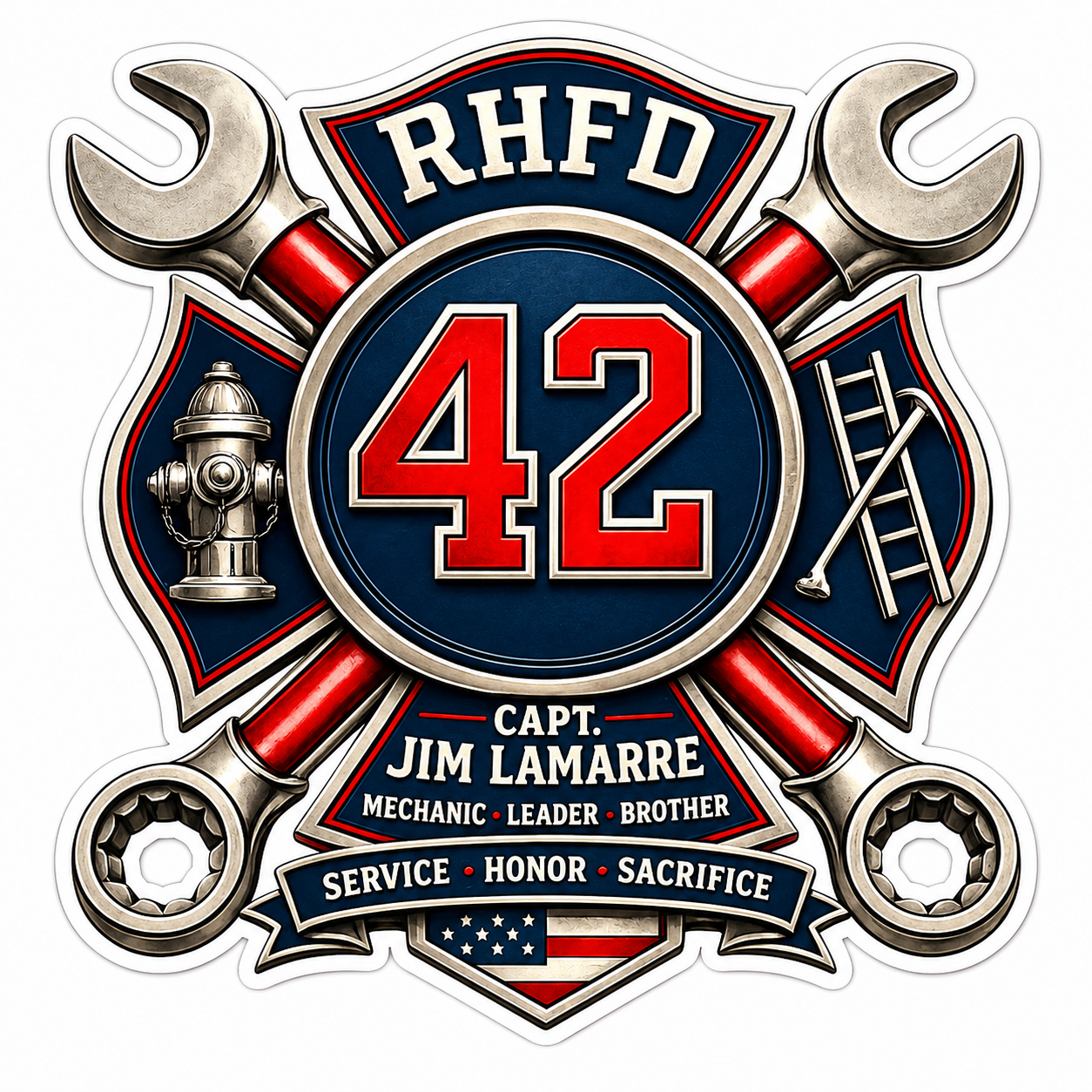RHFD Captain Jim Lamarre Malese Customer Window or Helmet Decal economy bulk decal