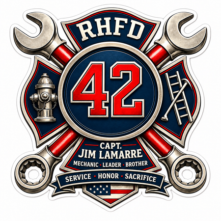 RHFD Captain Jim Lamarre Malese Customer Window or Helmet Decal economy bulk decal
