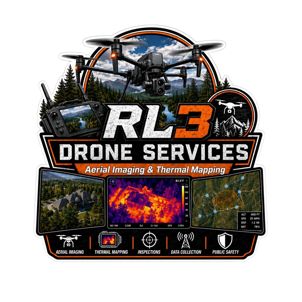 RL3 Drone Service Customer Window or Helmet Decal economy non-reflective decal