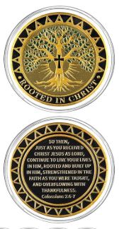 Rooted in Christ Colossians 2: 6-7 Challenge Coin Set of 2 Challenge Coins