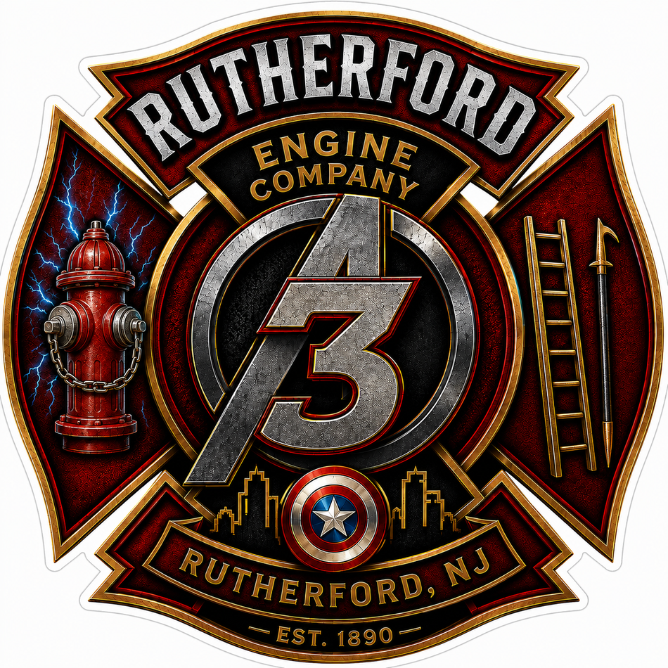 Rutherford Engine Company Customer Window or Helmet Decal (sqd.1)