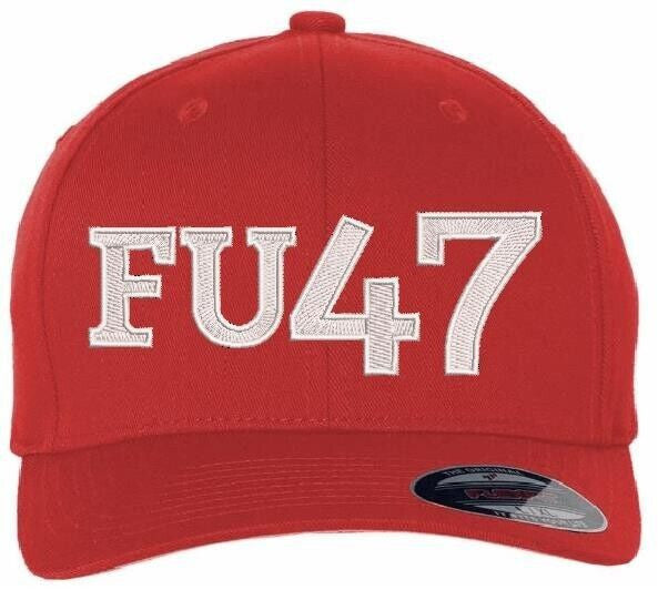 FU47 Anti Donald Trump Embroidered Hat - Flex Fit Red Embroidered Anti Trump