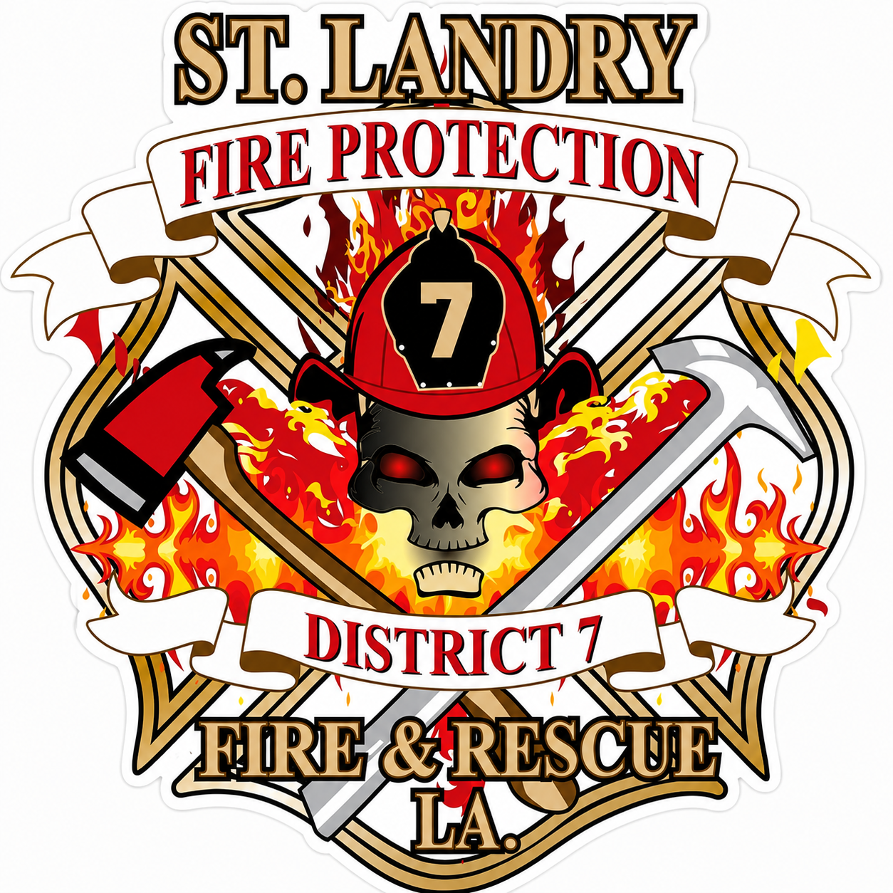 Saint Landry Fire Protection Customer Window or Helmet Decal economy non-reflective decal