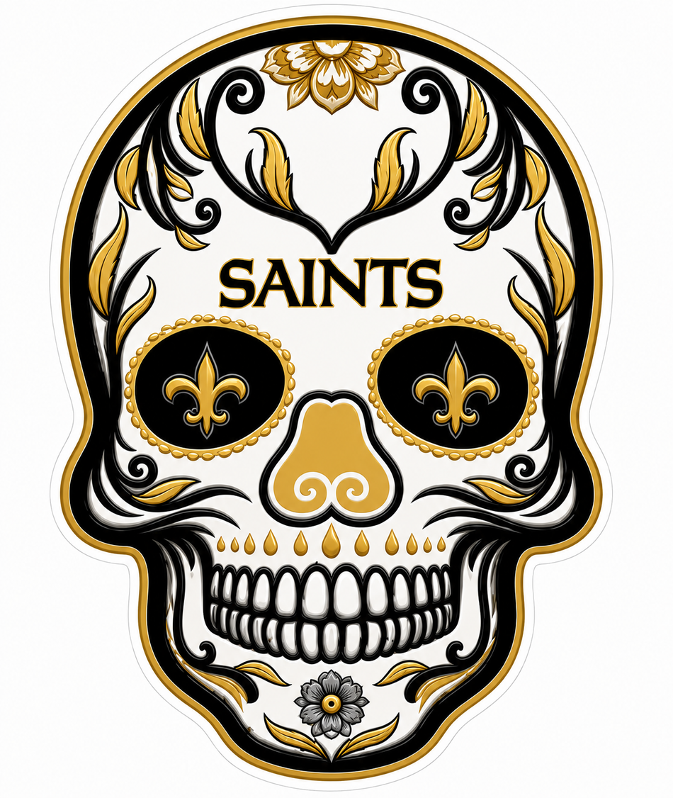 Saints Skull Design Customer Window or Helmet Decal (sqd.1)